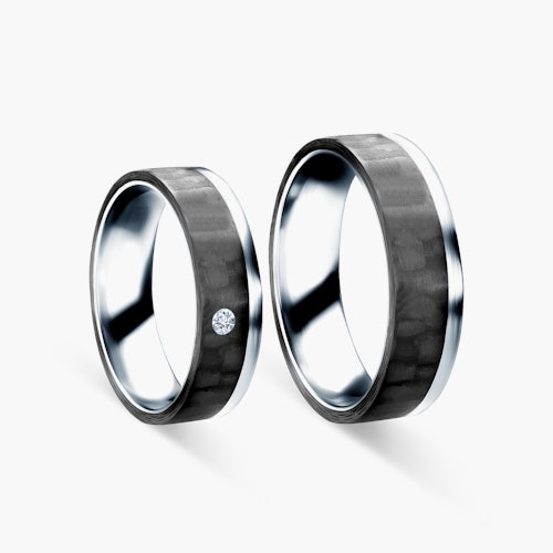 Obrączki ślubne: carbon, tytan, płaskie, 6 mm